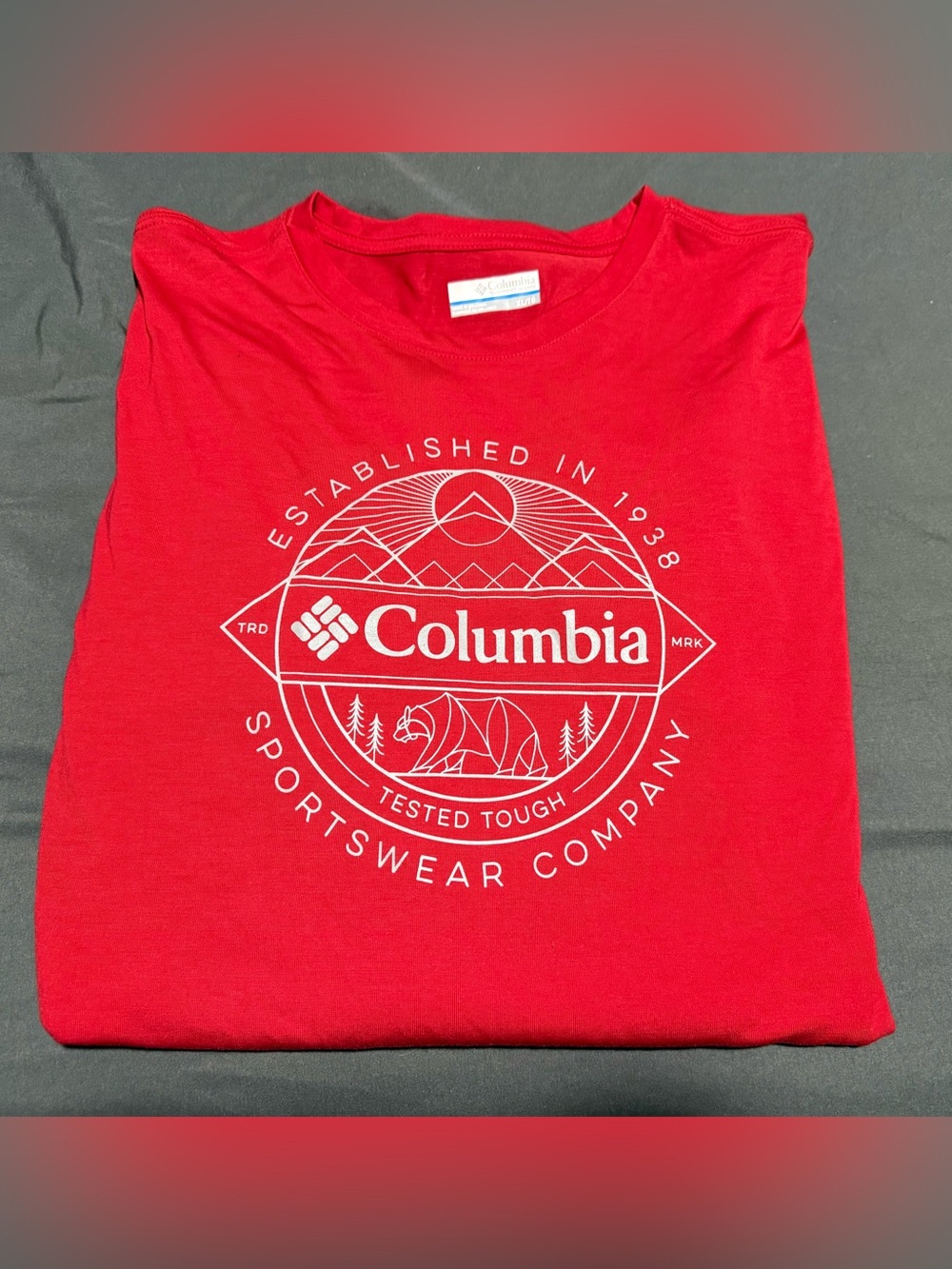 Columbia Red Crewneck Tee with Front Logo